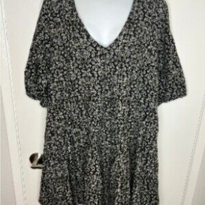 Universal Thread Women's Puff Sleeve Babydoll Dress Black Floral